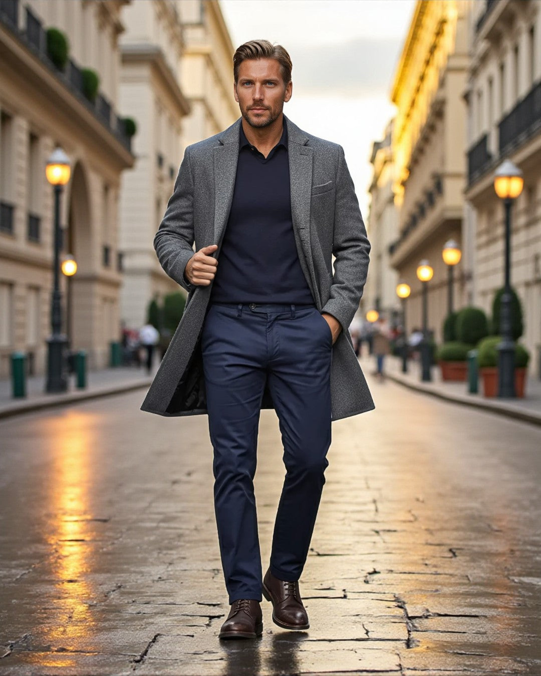 Wool Blend Formal Overcoat